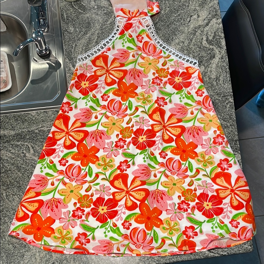 Cupshe Floral Halter Dress - Red and Pink